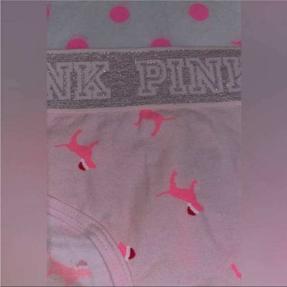 2 Victoria’s Secret Pink panties VS PINK logo hipster panty bundle pink sparkle - Picture 3 of 5